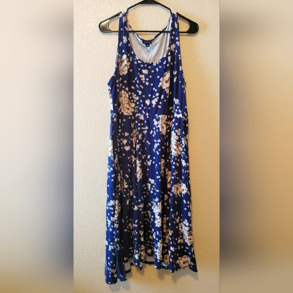 Torrid Midi Blue Floral Dress, Size 2